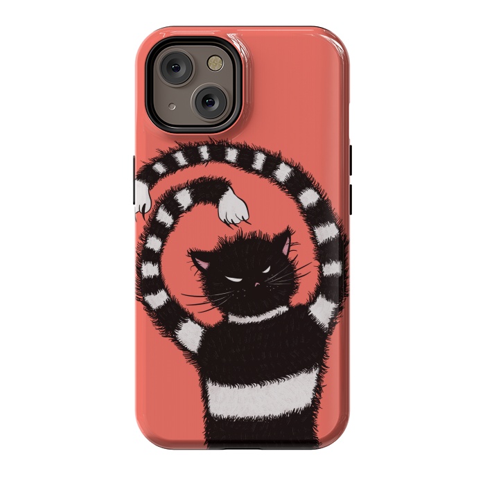 iPhone 14 StrongFit Evil Striped Cat Weird Cartoon by Boriana Giormova