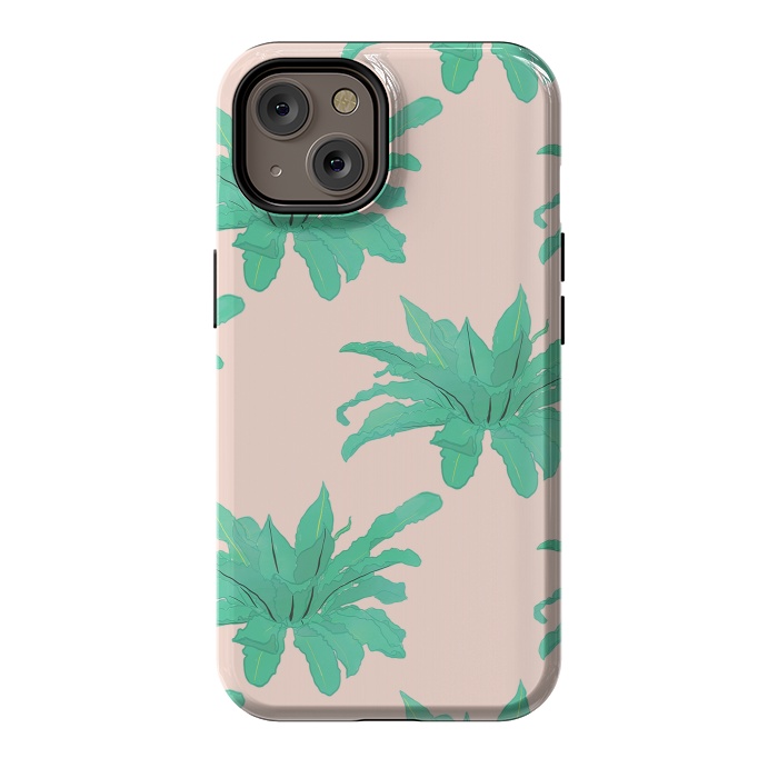 iPhone 14 StrongFit Pretty Watercolor Pink Peach Floral Girly Design by InovArts