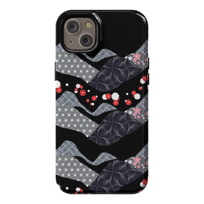 iPhone 14 Plus StrongFit Japanese mountain landscape graphic pattern by Oana 
