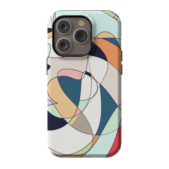 iPhone 14 Pro StrongFit Modern Colorful Abstract Line Art Design by InovArts