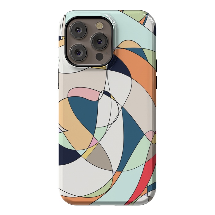 iPhone 14 Pro max StrongFit Modern Colorful Abstract Line Art Design by InovArts