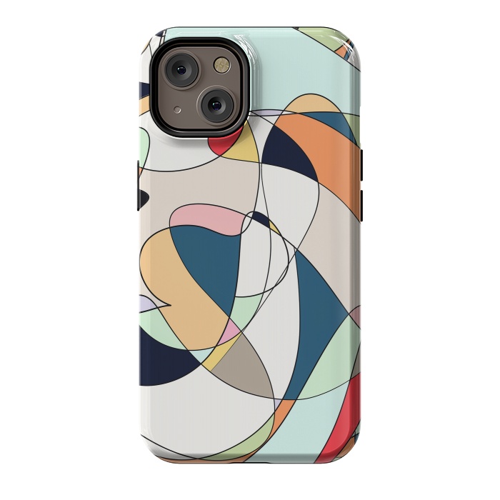 iPhone 14 StrongFit Modern Colorful Abstract Line Art Design by InovArts