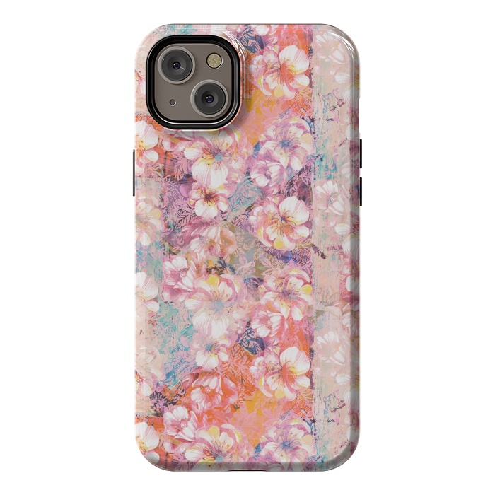 iPhone 14 Plus StrongFit Pink peach painted rose petals by Oana 