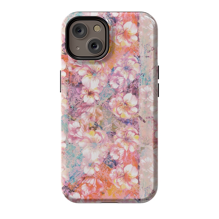 iPhone 14 StrongFit Pink peach painted rose petals by Oana 