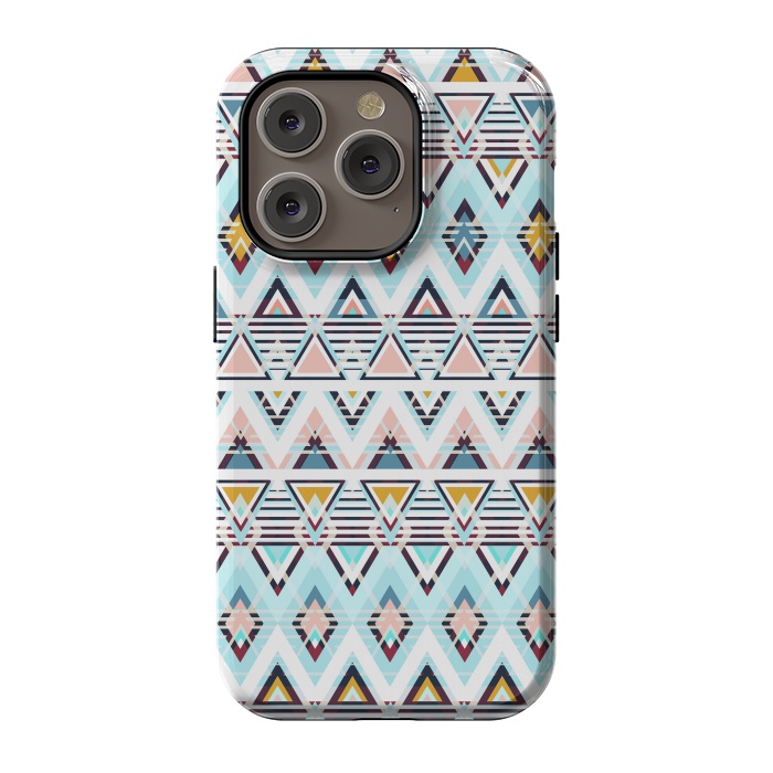 iPhone 14 Pro StrongFit Colorful ethnic tribal triangles by Oana 