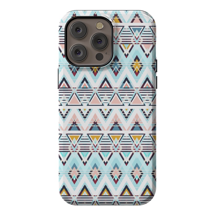 iPhone 14 Pro max StrongFit Colorful ethnic tribal triangles by Oana 