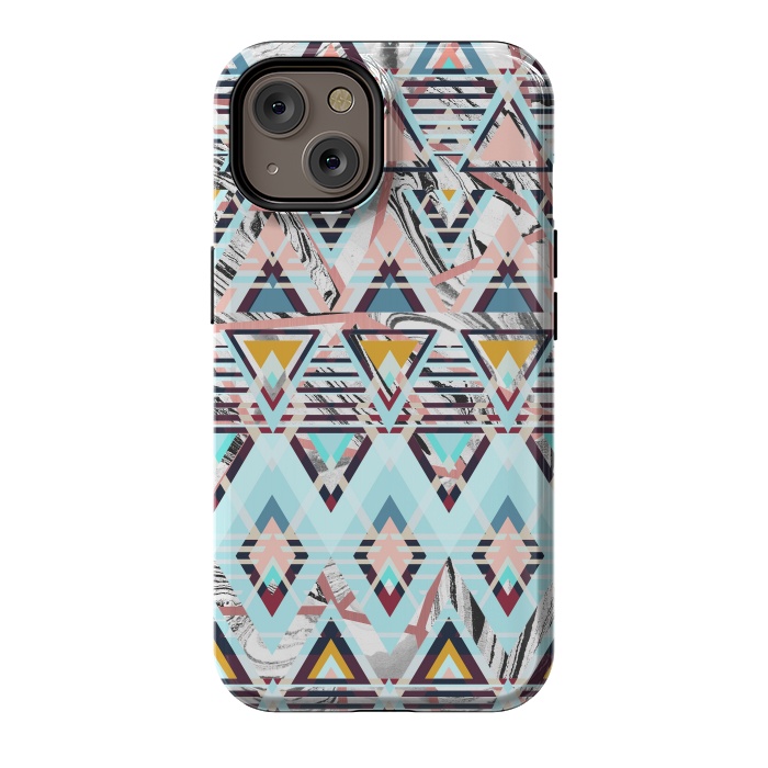 iPhone 14 StrongFit Colorful brushed tribal triangles by Oana 
