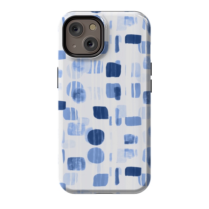 iPhone 14 StrongFit Blue Abstract Gouache Shapes  by Tigatiga