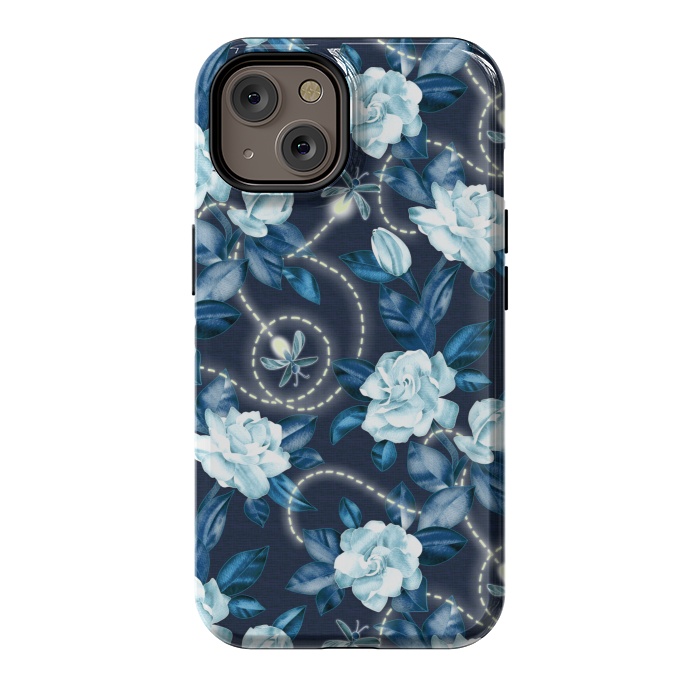iPhone 14 StrongFit Midnight Sparkles - fireflies and flowers by Micklyn Le Feuvre