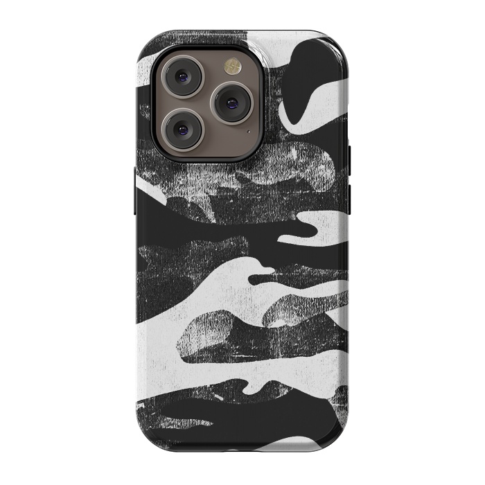 iPhone 14 Pro StrongFit Textured grunge monochrome camouflage by Oana 
