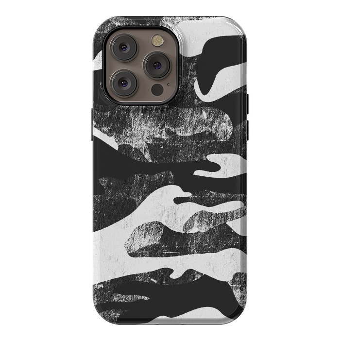 iPhone 14 Pro max StrongFit Textured grunge monochrome camouflage by Oana 