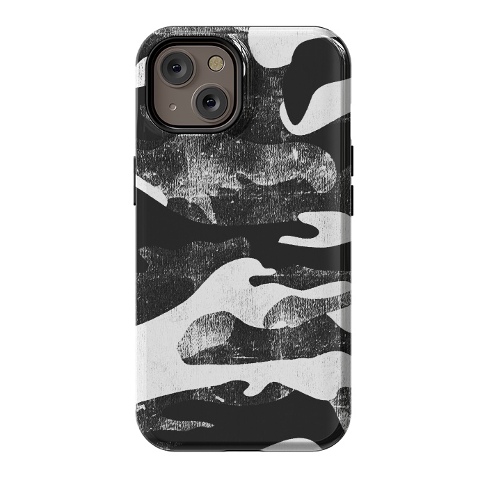 iPhone 14 StrongFit Textured grunge monochrome camouflage by Oana 