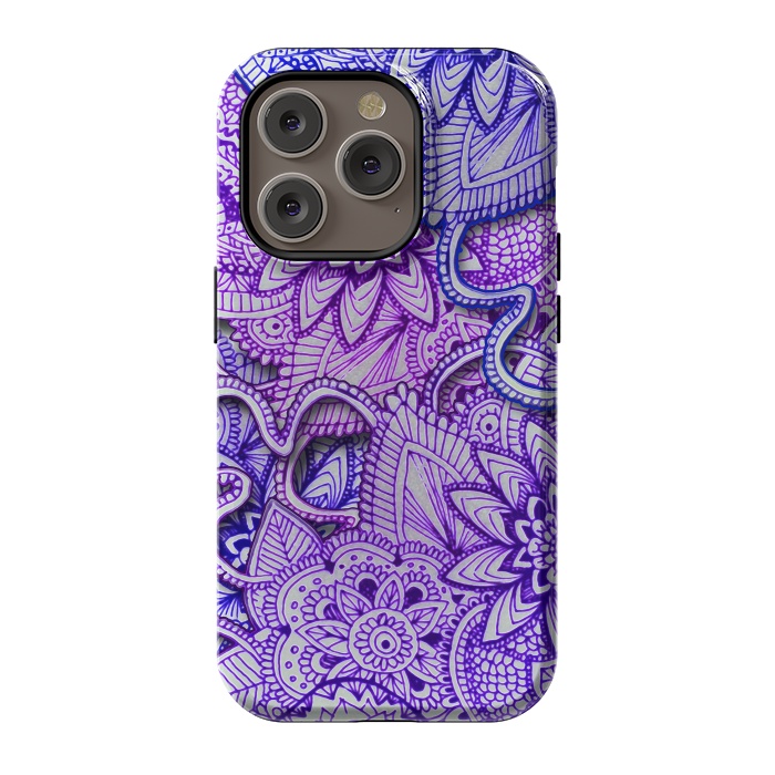 iPhone 14 Pro StrongFit Floral Doodle G582 by Medusa GraphicArt