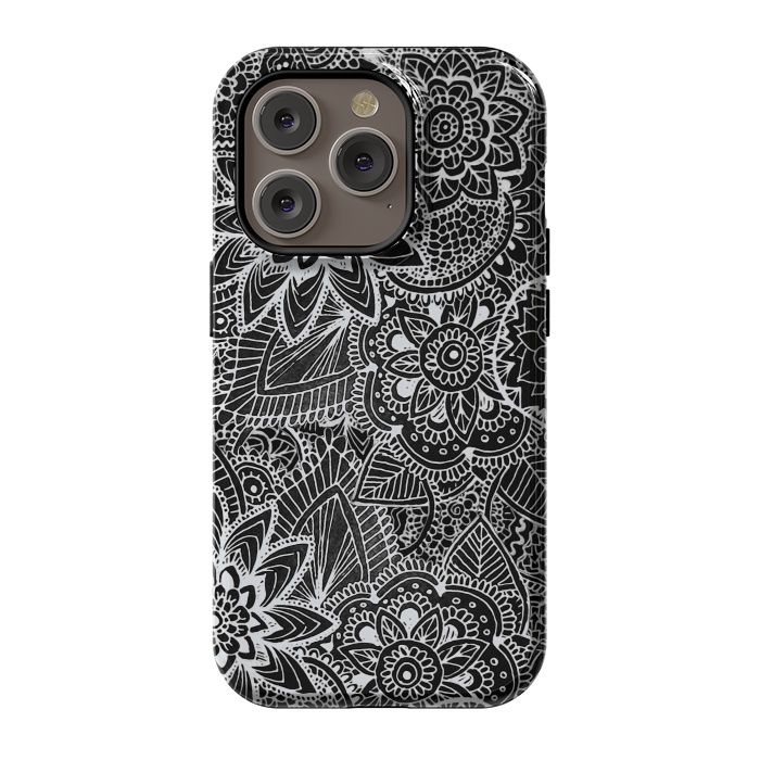 iPhone 14 Pro StrongFit Floral Doodle G581 by Medusa GraphicArt