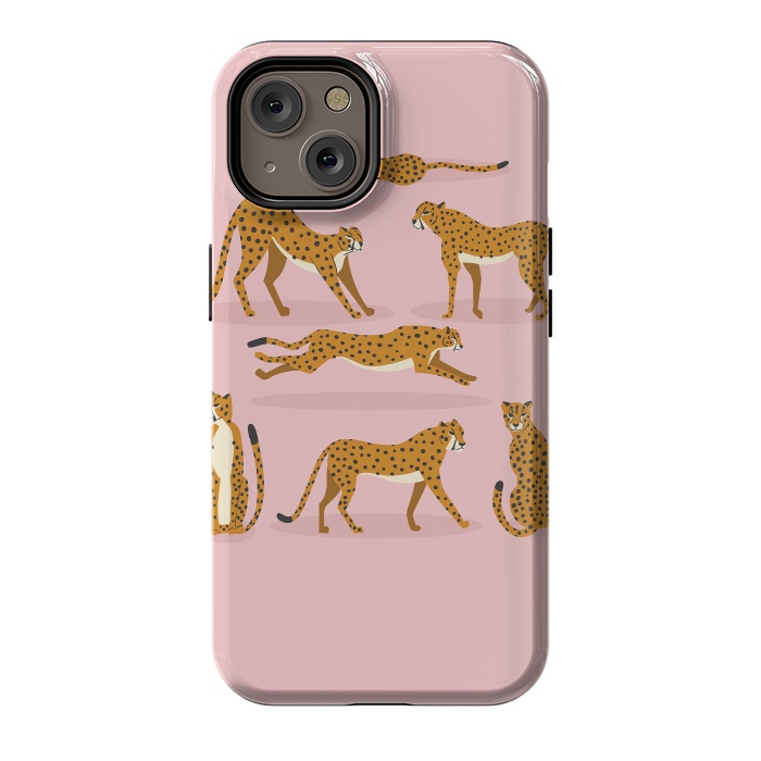 iPhone 14 StrongFit Cheetahs on pink  by Jelena Obradovic