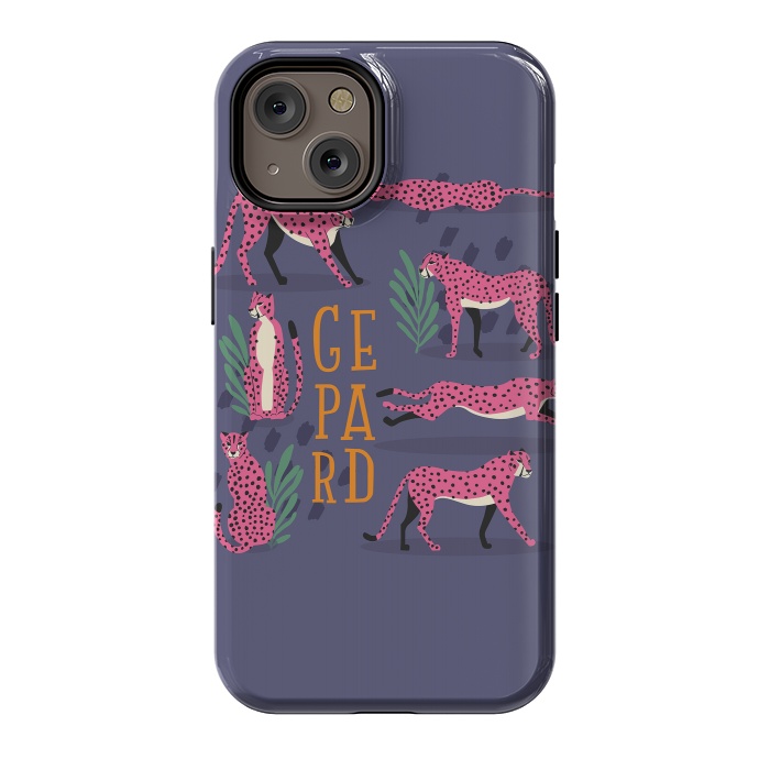 iPhone 14 StrongFit Cheetahs on purple by Jelena Obradovic