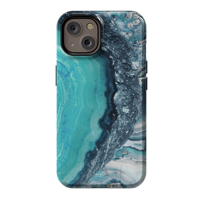 iPhone 14 StrongFit Turquoise silver geode precious stone by Oana 