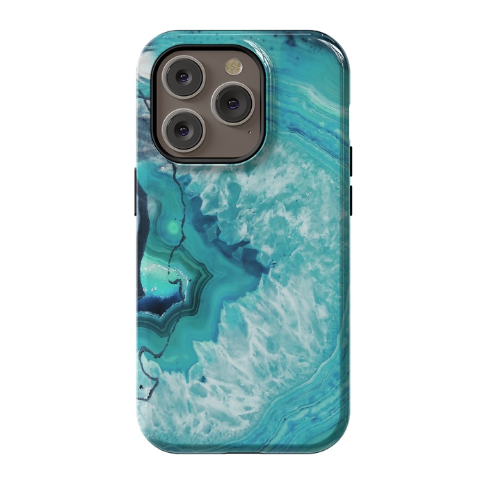 iPhone 14 Pro StrongFit Turquoise agate geode marble by Oana 