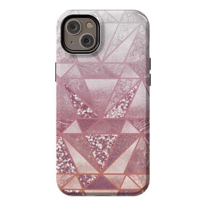 iPhone 14 Plus StrongFit Pink and rose gold gradient glitter tiles by Oana 
