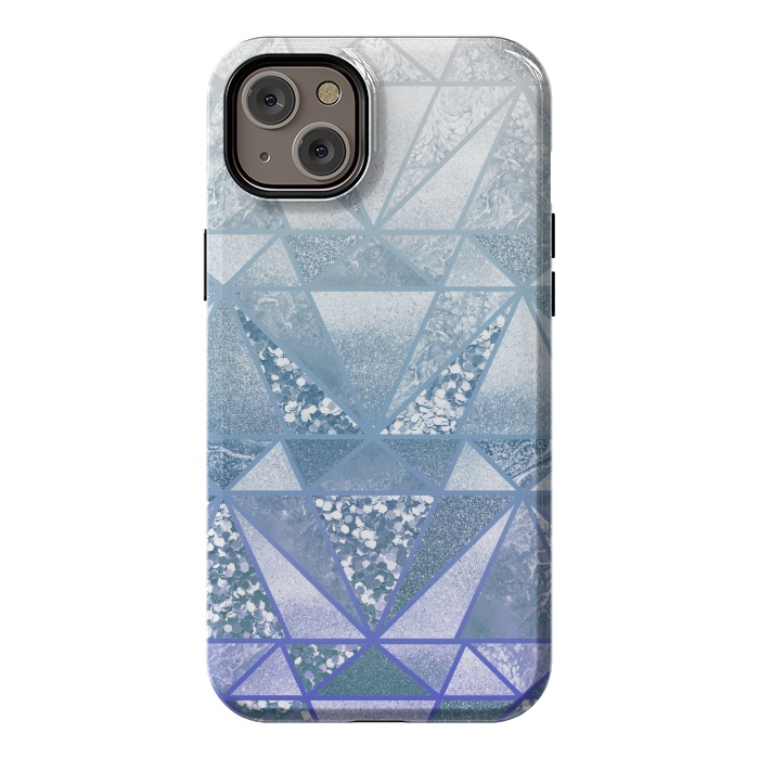 iPhone 14 Plus StrongFit Faded blue silver glitter mosaic by Oana 