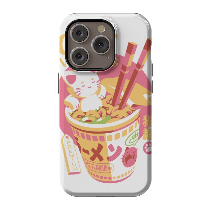 iPhone 14 Pro StrongFit Cat Noodles by Ilustrata