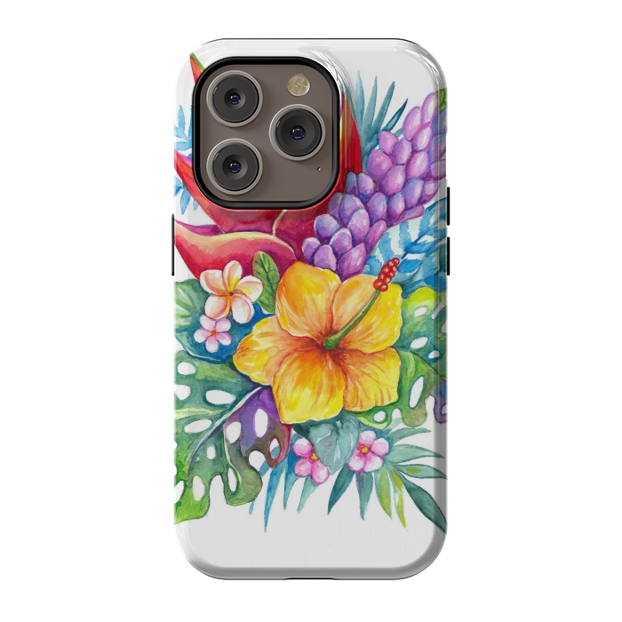 iPhone 14 Pro StrongFit Tropical Flowers by Irina Velman
