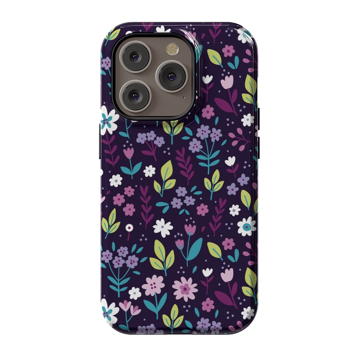 iPhone 14 Pro StrongFit Purple Flowers I by ArtsCase