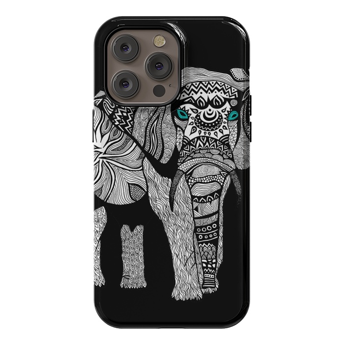 iPhone 14 Pro max StrongFit Elephant of Namibia B n W by Pom Graphic Design