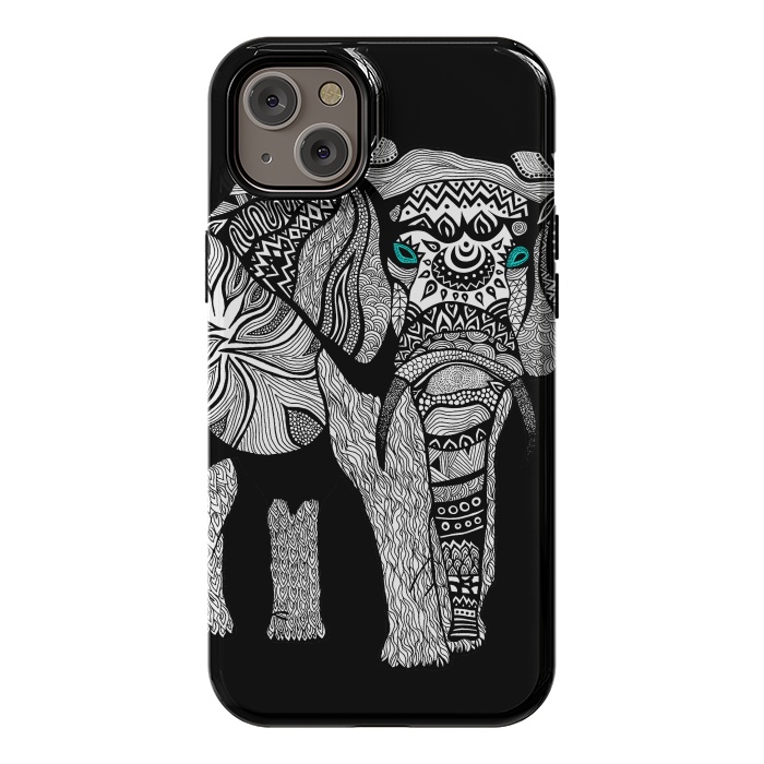 iPhone 14 Plus StrongFit Elephant of Namibia B n W by Pom Graphic Design