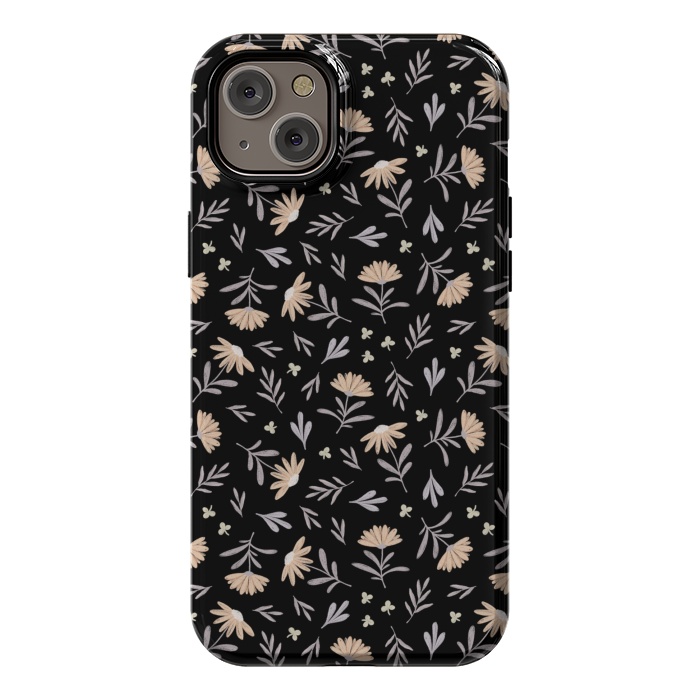 iPhone 14 Plus StrongFit Beige flowers on a black by Alena Ganzhela