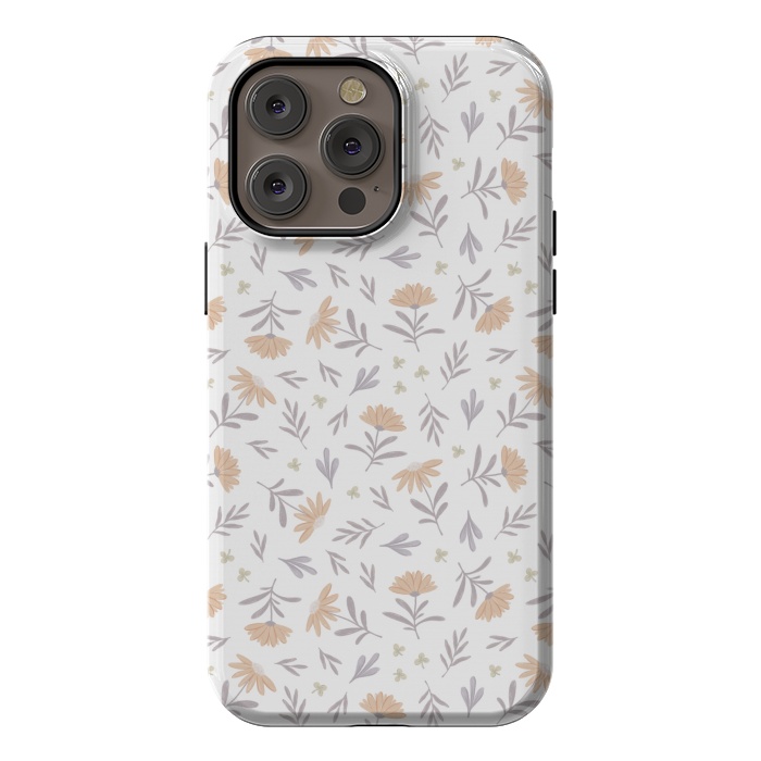 iPhone 14 Pro max StrongFit Beige flowers on a white by Alena Ganzhela