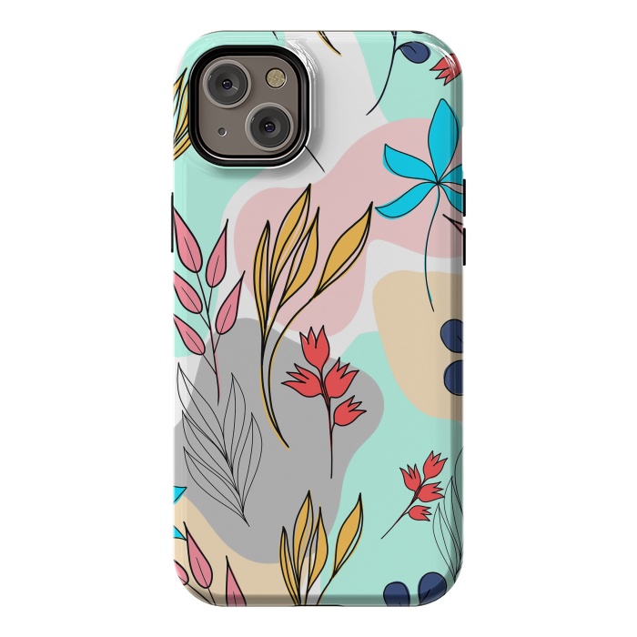 iPhone 14 Plus StrongFit Trendy colorful leaves hand drawn cute illustration by InovArts