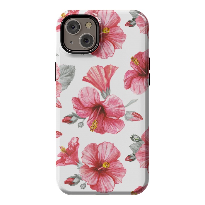 iPhone 14 Plus StrongFit Watercolor hibiscus flowers by Oana 