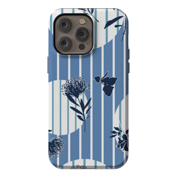 iPhone 14 Pro max StrongFit STRIPES TROPICAL BLUE PATTERN by MALLIKA