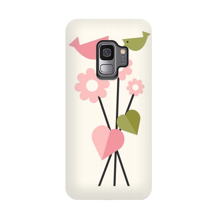Galaxy S9 StrongFit Flowers & Birds by ArtPrInk