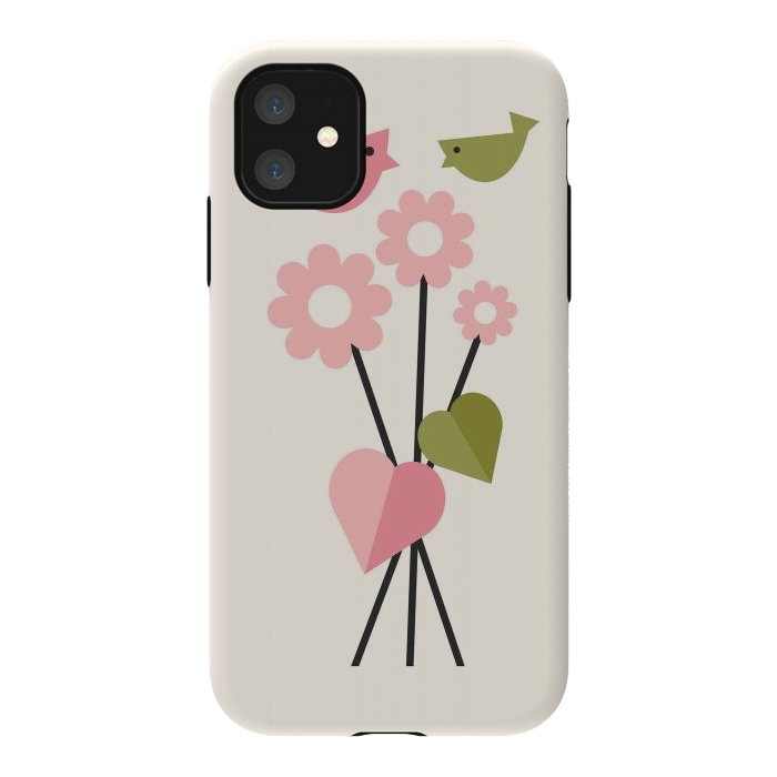 iPhone 11 StrongFit Flowers & Birds by ArtPrInk