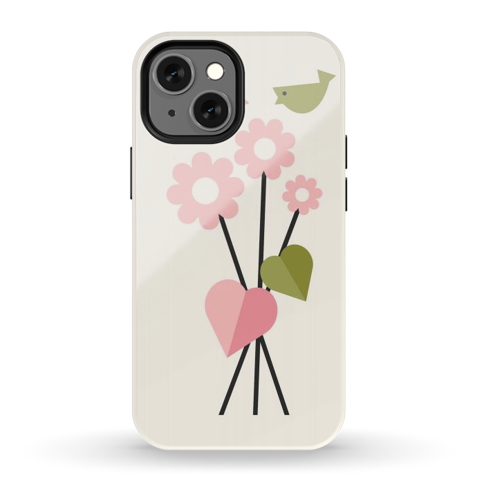 iPhone 12 mini StrongFit Flowers & Birds by ArtPrInk