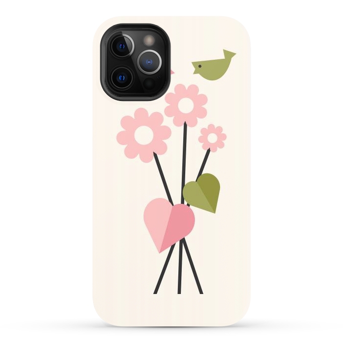 iPhone 12 Pro Max StrongFit Flowers & Birds by ArtPrInk