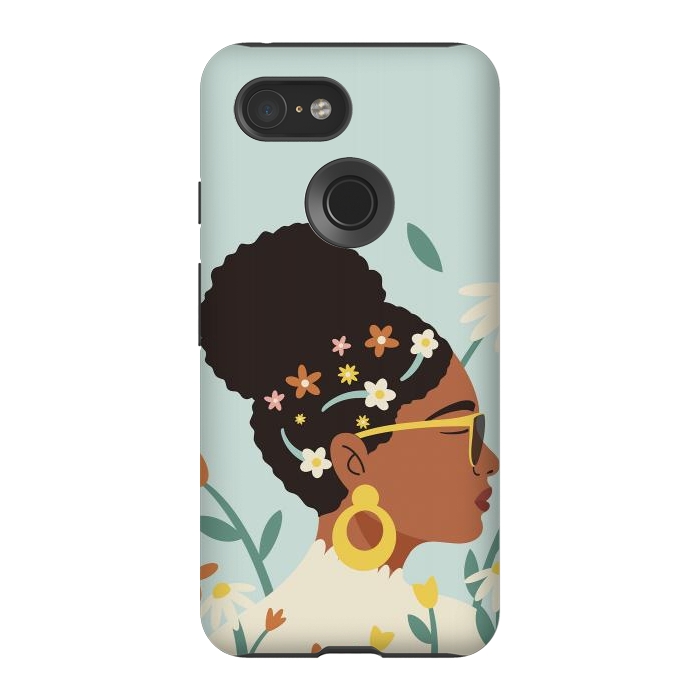 Pixel 3 StrongFit Spring Afro Girl by ArtPrInk