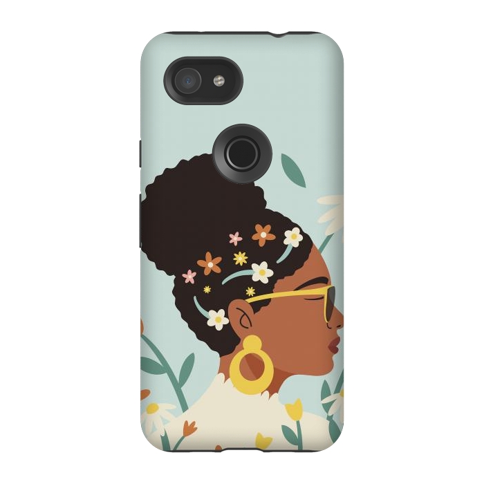 Pixel 3A StrongFit Spring Afro Girl by ArtPrInk