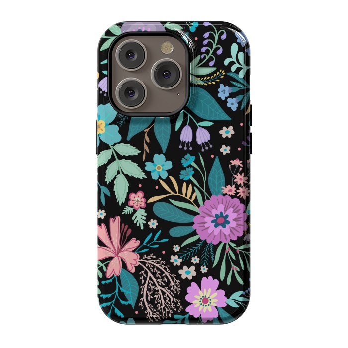 iPhone 14 Pro StrongFit Amazing Floral Pattern With Bright Colorful Flowers by ArtsCase