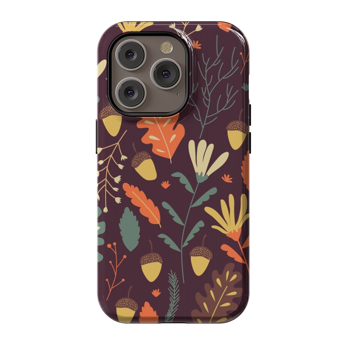 iPhone 14 Pro StrongFit Autumn Pattern With Red and Orange Leaves by ArtsCase