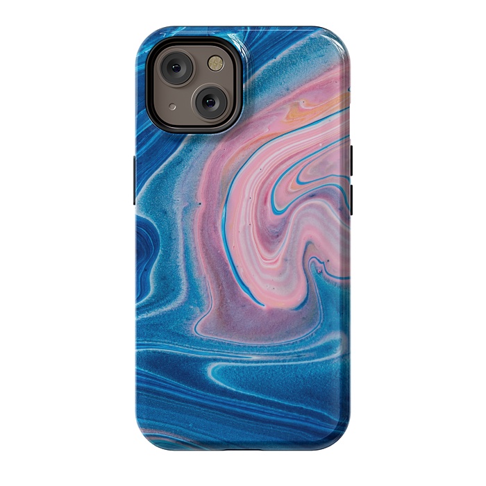 iPhone 14 StrongFit Blue Acrylic Pour Color Liquid Marble by ArtsCase