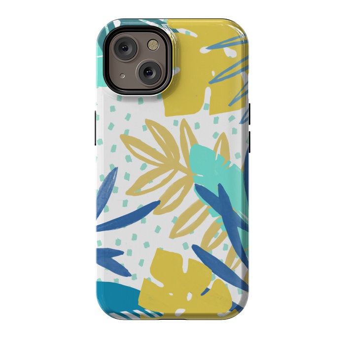 iPhone 14 StrongFit Playful colorful jungle leaves by Oana 