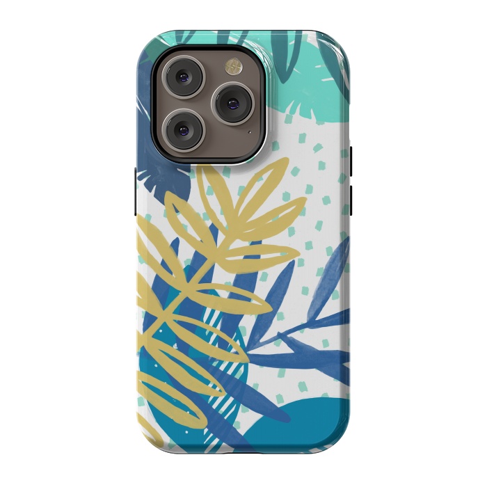 iPhone 14 Pro StrongFit Spotted modern tropical leaves by Oana 