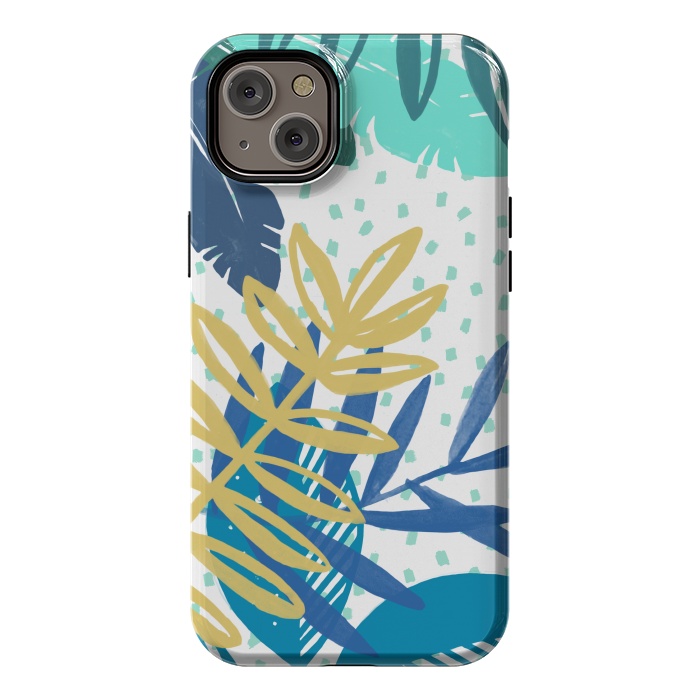 iPhone 14 Plus StrongFit Spotted modern tropical leaves by Oana 