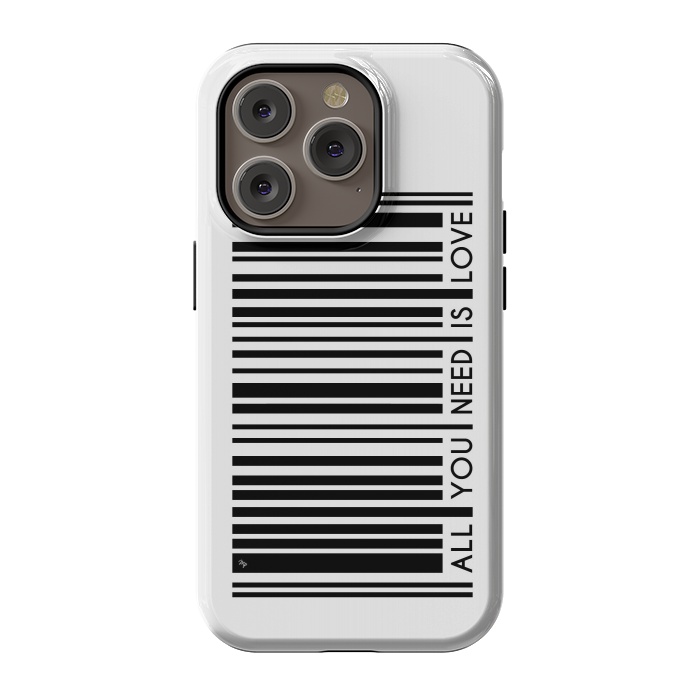 iPhone 14 Pro StrongFit All you need is Love Bar Code by Martina