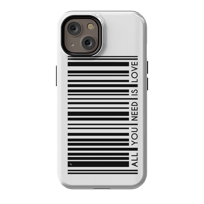 iPhone 14 StrongFit All you need is Love Bar Code by Martina