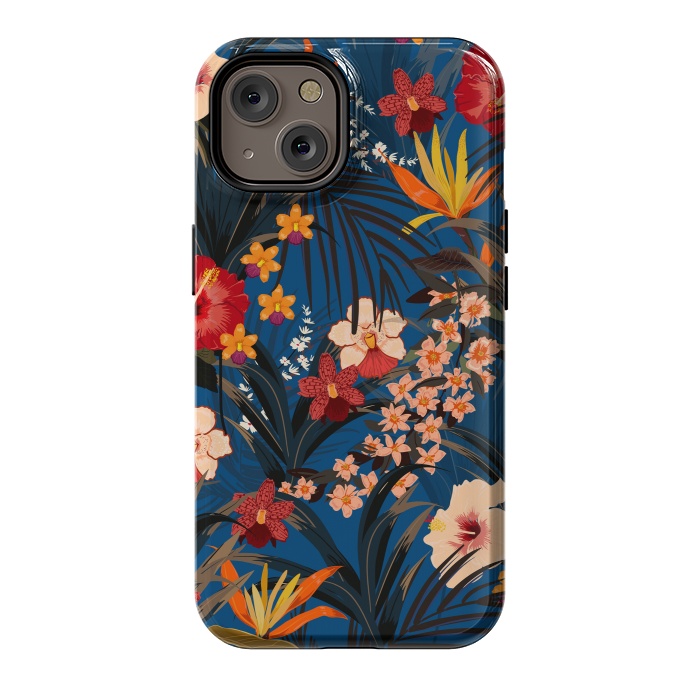 iPhone 14 StrongFit Fashionable Tropical Environment with Deep Jungle Plants by ArtsCase