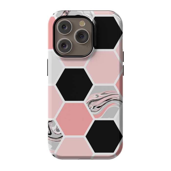 iPhone 14 Pro StrongFit Geometric Stretch Pattern with Hexagonal by ArtsCase